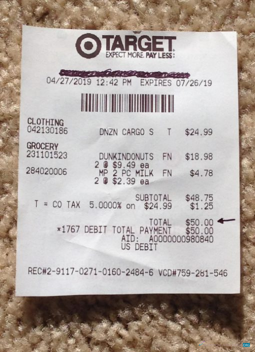 Download Target corporation payment check Photoshop template